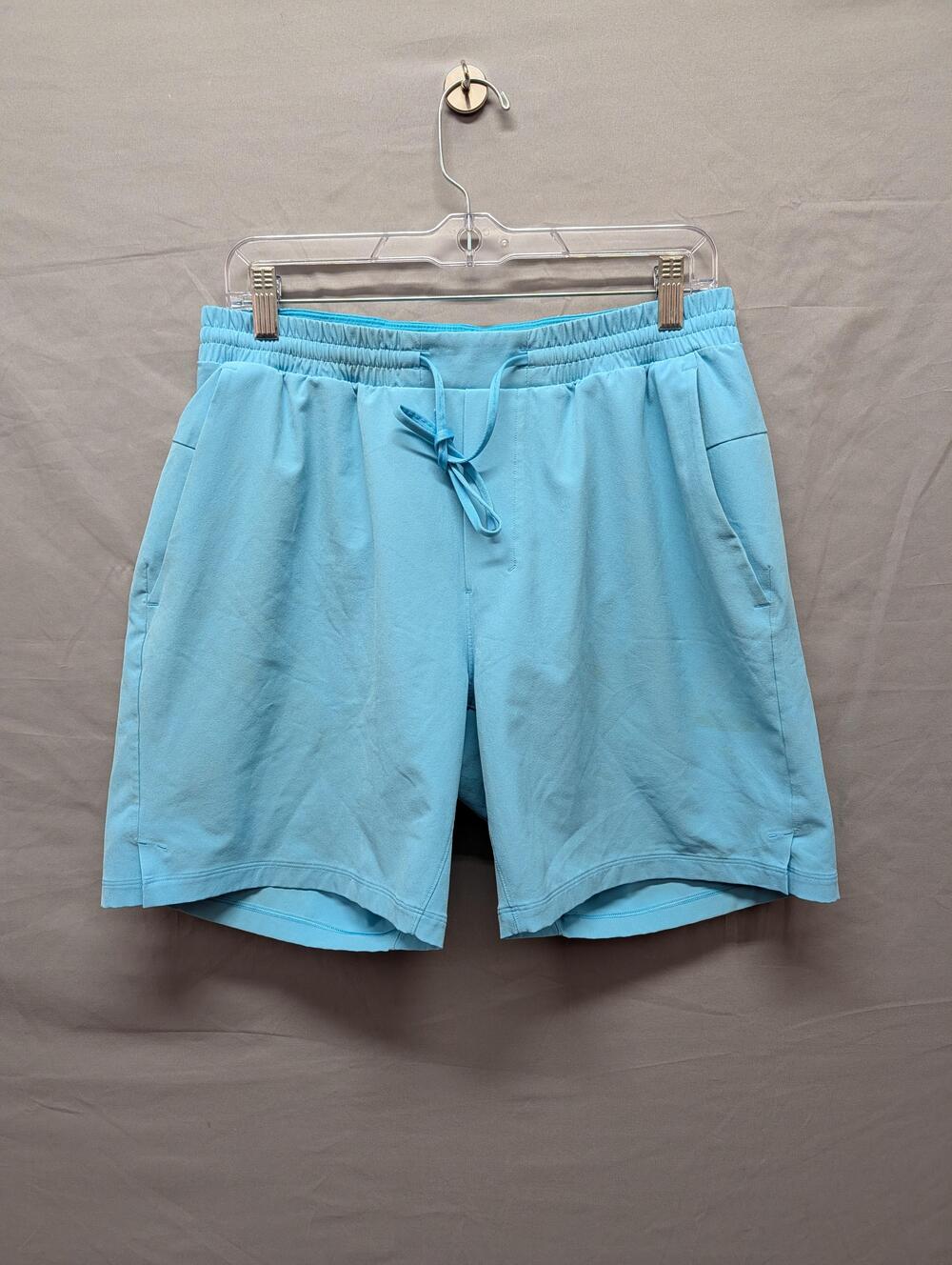 Lululemon Shorts Mens Large Light Blue Lined Drawstring Zip Pocket Athletic